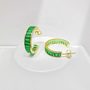 Pendientes de plata de ley 925 personalizados con circonitas cúbicas, diseño geométrico simple, estilo western, tendencia 2026 - Product Image 2