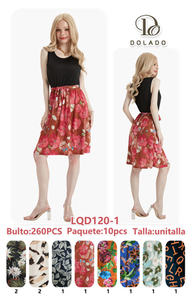 Gonna Midi a Trapezio Floreale da Donna Dolado, Vita Naturale, in Chiffon Poliestere Cotone, Comoda, Casual, per Tutte le Stagioni, Stampa - Product Image 1