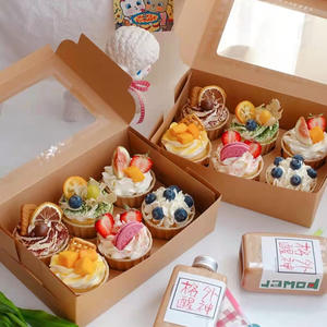 Kotak Kemasan Cupcake Jendela Transparan Kotak Kemasan Dessert Muffin Kotak Cupcake 4/6/8/9/12 Lubang - Product Image 4