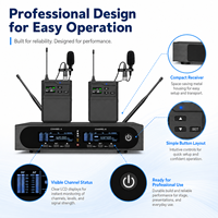 Sistem Lavalier Nirkabel Dua Kanal EX602-T, Mikrofon Lavalier Nirkabel UHF True Diversity untuk Pertunjukan Panggung, Pidato