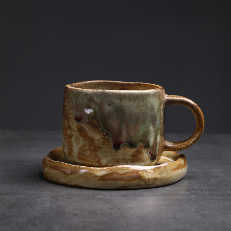 ชุดถ้วยกาแฟแบบบีบด้วยมือ (สีเขียวสเปรย์) 270มล.