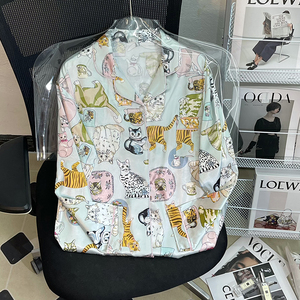 <span class=keywords><strong>Netflix</strong></span> Hot Cartoon Animal Printing Ladies Homewear Spring Thin Section se puede usar fuera de los pantalones de manga larga de seda de hielo - Product Image 3