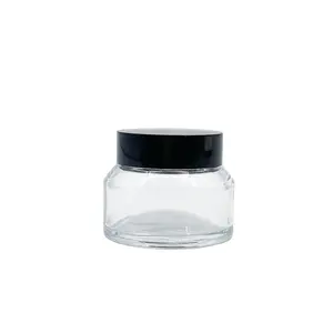 Vasetto per crema per occhi/viso in vetro cina all'ingrosso di lusso 50ml crema per vasetti di Glaa trasparente vuota