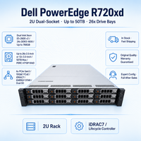 Server Rackmount Dell R720xd 2U Dual Socket 24 DIMM DDR3 PCIe 3.0 26 Bay Hot Plug SAS SATA untuk Penyimpanan Intensif Data
