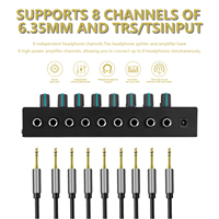 Taşınabilir Metal S-800 8 Kanallı Stereo Güç Amplifikatörü, Ev/DJ Kullanımı için 8 Çıkışlı Kulaklık ve Kulaküstü Kulaklık Bölücü