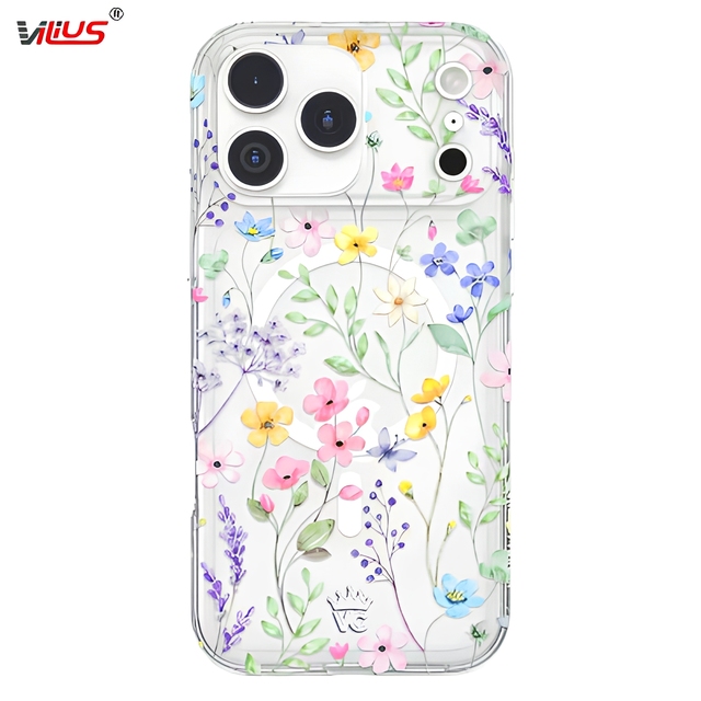 Apple iPhone 16 17 Fashion Magnetic Flower Phone Case, Super Shockproof, Beautiful, Women's Translucent Phone Case