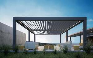 Meilleure vente <span class=keywords><strong>RAL</strong></span> <span class=keywords><strong>7016</strong></span> Pergola d'extérieur motorisée en <span class=keywords><strong>aluminium</strong></span> imperméable PVC Couverture de patio Gazebo Lumières LED Option pour terrasse - Product Image 4