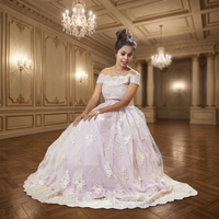 Elegante Vestido de Novia de Gala con Hombros Descubiertos, con Malla Bordada y Tul, Escote Corazón, Estilo Vintage