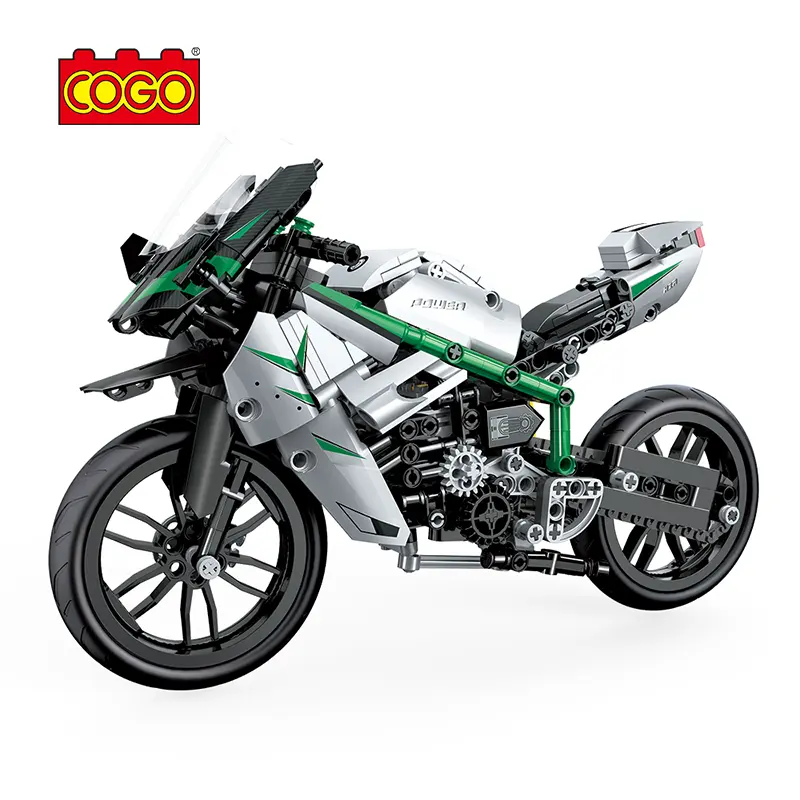 Cogo técnica montar brinquedo, educacional, criança, bloco de construção, motocicleta, crianças, montar, bloco de construção, brinquedos