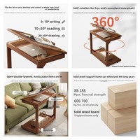 Table basse en bois massif multifonctionnelle de style nordique avec couvercle rabattable amovible, meubles pour la maison, salon, chambre, bureau, bar