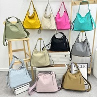 Tas Ransel Kasual Wanita Bahan Kain Cuci Personalisasi, Selempang Tunggal/Ganda, Tahan Air, Fitur Promosi, Warna Trendi, Bahan Nilon