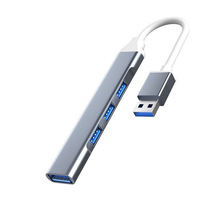 Station d'accueil HXC Type-C en alliage d'aluminium USB 3.0, concentrateur d'extension, convertisseur, hub 4 ports, lecteur de cartes TF/SD, adaptateur multifonction, clé USB