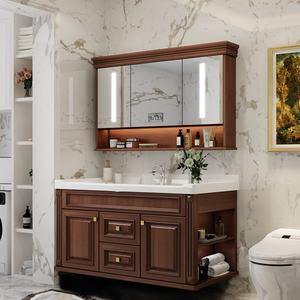 Large sized bathroom washbasin solid wood bathroom cabinet combination intelligent <b>mirror</b> cabinet with side cabinet - Product Image 3