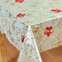 Nappe de table BOEN simple, ignifuge, imperméable, résistante à l'huile, en PVC tricoté, lavable, brodée, personnalisable, florale, pour mariage, nouvel an, dîner