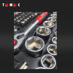 TOMAC <span class=keywords><strong>CRV</strong></span> <span class=keywords><strong>202</strong></span> piezas 1/4 ", 3/8" y 1/2 "Drives Socket Juego de herramientas con mango de trinquete 45T para mecánica integral - Product Image 2