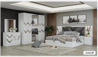 Ensemble de Chambre d'Hôtel Design de Luxe à Prix Abordable, Lit King Size, Mobilier de Chambre avec Armoires 6 Portes, Ensemble de Chambre en MDF