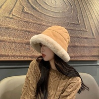 Mode féminine hiver seau chapeaux mongol fourrure jante dessin animé motif laine coupe-vent en peluche Protection des oreilles pour les scènes de fête décontractées