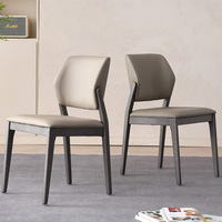 Chaise de salle à manger en bois massif de style nordique, moderne, simple, luxe léger, dossier en cuir, sans accoudoirs, non pliable, non rotative, pour usage en restaurant