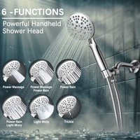 Pommeau de douche portable 6 jets 2,5 GPM en ABS écologique, design moderne en forme de graine de lotus, haute pression, économie d'eau, pour cuisine