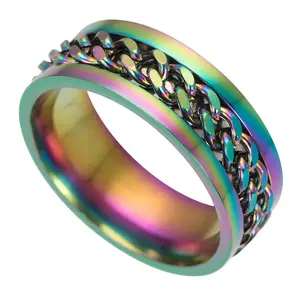 Модное кольцо из титановой стали, цветное кольцо, открывалка для бутылок, Радужное вращающееся кольцо для мальчиков и девочек