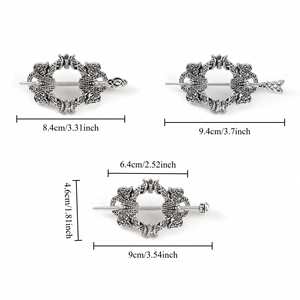 Barrettes à cheveux celtiques vikings, épingles à cheveux vintage avec nœuds celtiques, bâtonnets à cheveux rétro en alliage d'argent, bijoux de cheveux en métal viking celtique - Product Image 5
