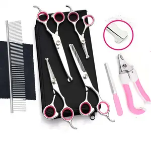 Dog Grooming Scissors Set Professional Dog Grooming Supplies Stainless Steel Safety Round Tip Pet Grooming Kit