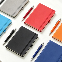 Ensemble de carnet de notes A5 avec logo personnalisé, sangle élastique, stylo, carnet de notes imprimé avec logo, carnet en cuir PU