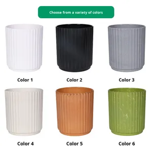 Scandinavian phong cách đơn giản thân thiện với môi PP nhựa Chậu hoa bắt chước gốm sọc dọc có sẵn kích cỡ khác nhau cho - Product Image 4