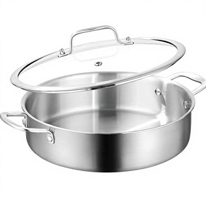 Poêle à sauter de haute qualité en acier inoxydable triple couche, casserole peu profonde en acier inoxydable, ustensile de cuisson, poêle à frire, poêle de cuisson - Product Image 1