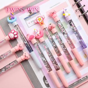 个性化女孩心形亮片透明Diy钢笔豪华创意魔术七彩流沙中性笔 - Product Image 2