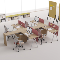 Bureau de travail modulaire moderne pour 4 personnes, poste de travail ouvert, mobilier de bureau, table de bureau