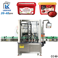 Ligne de remplissage automatique de sauce piquante en pot, à 2 têtes, à piston horizontal, pour liquides, avec systèmes linéaires multi-voies
