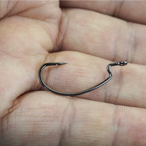 OEM ODM 100 pièces/sac 10 #-5/0 # oeil annelé large espace crochet acier à haute teneur en carbone noir Nickel revêtement eau douce eau salée EWG crochet décalé - Product Image 2