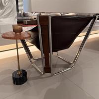 Nouveau design moderne simple de haute qualité en cuir forme de nid d'oiseau chaise de salon en bois en acier inoxydable chaise de loisirs