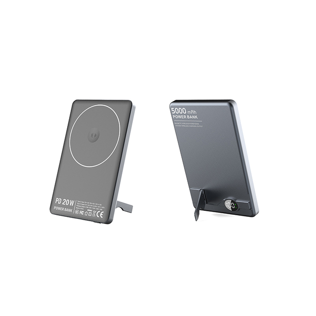 New Trening Factory 5000mAh PD20W Aluminum Alloy ABS LED Display Super Fast Charging Magnetic Power Bank with Stand