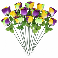 Fleur artificielle en gros de 11 pouces pour le Mardi Gras, rose, violette, verte, dorée, pour défilé, fête, événement, décoration