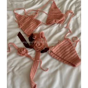 Bikini de Ganchillo Hecho a Mano de Lujo y Alta Calidad, Traje de Baño con Flores 3D, Transpirable, Sexy, Mini Bikini para Mujer - Product Image 1