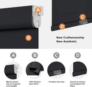 पर्सिलक्स 100% ब्लैकआउट रोलर रंगों के कोई उपकरण/ड्रिल कॉर्लेस थर्मल इन्सुलेटेड uv सुरक्षा गोपनीयता (ब्लैक 22 "w x 72" एच) - Product Image 3