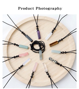 Natural Stone <strong>Amethyst</strong> Long Square Rectangle Polished Three-dimensional Pendant DIY Necklace Accessories Jinhua Cross-border - Product Image 6