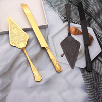 Ensemble de couteau et de serveur à gâteau de mariage en acier inoxydable brillant, décorations de desserts écologiques pour anniversaire