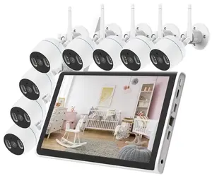 POE KIT 3mp 8ch Wifi NVR with 10 inch monitor wireless security complete system motion detection night vision waterproof
