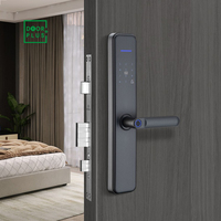 Doorplus nueva llegada TT LOCK cerradura de manija de puerta inteligente TUYA WIFI huella dactilar cerradura biométrica contraseña sin llave para aluminio