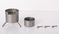 Réchaud de camping portable en titane à double paroi, à combustion de bois, avec combustion secondaire et supports de pot pliables