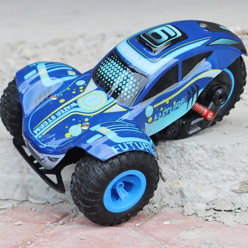 Zheng guang Toys 1:14 Hochgeschwindigkeits-Dreirad-RC-Car 2.4G Big Wheel Offroad Blue Climbing 4x4 fern gesteuertes Stunt-Auto mit Licht