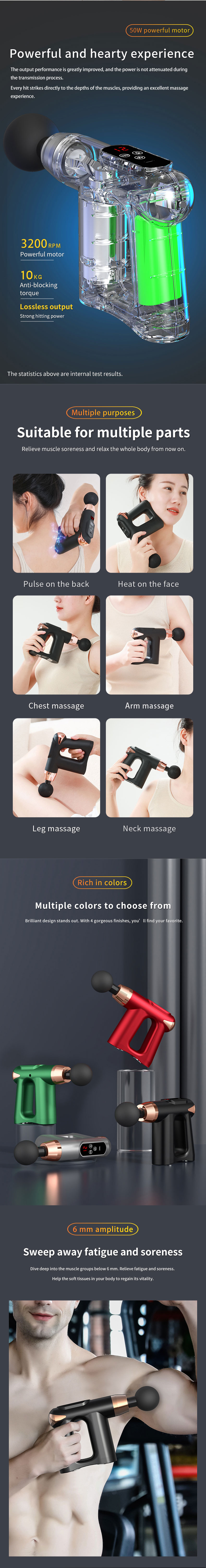 Mini Muscle Vibration Sports Deep Tissue Muscle Fascia Percussion Ems Therapy Powerful Heating Massager For Face And Body Use