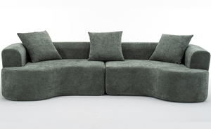 Canapé convertible moderne en chenille de 84 pouces, siège profond, 2 coussins décoratifs, mousse à mémoire de forme, pour salon, appartement, bureau, salle de séjour - Noir - Product Image 6