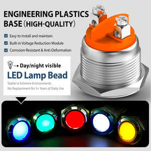 ไฟแสดงสถานะแบบแผงโลหะขนาด 22 มม. พร้อมขาเสียบ <span class=keywords><strong>LED</strong></span> สีแดง เขียว เหลือง น้ำเงิน ขาว สำหรับรถยนต์และเครื่องจักร 12V-24V ได้รับการรับรองมาตรฐาน CE TUV - Product Image 3