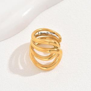แหวนเครื่องประดับแฟชั่นดีไซน์ลายเส้นหลายเส้นแบบไม่สม่ำเสมอสำหรับ2025 - Product Image 4