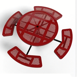 Set Tavolo e Sedie Rotondo in Metallo OEM da 46 Pollici per Giardino/Campeggio, Tavolo da Pranzo con Montaggio a <span class=keywords><strong>Terra</strong></span> in Metallo Espanso - Product Image 4
