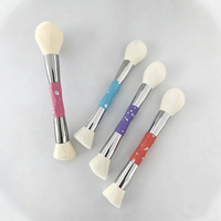 Ensemble de 6 pinceaux de maquillage pour le visage YRX Professional personnalisables, pinceau correcteur, pinceau à raser, poils synthétiques doux, manches en bois, aluminium